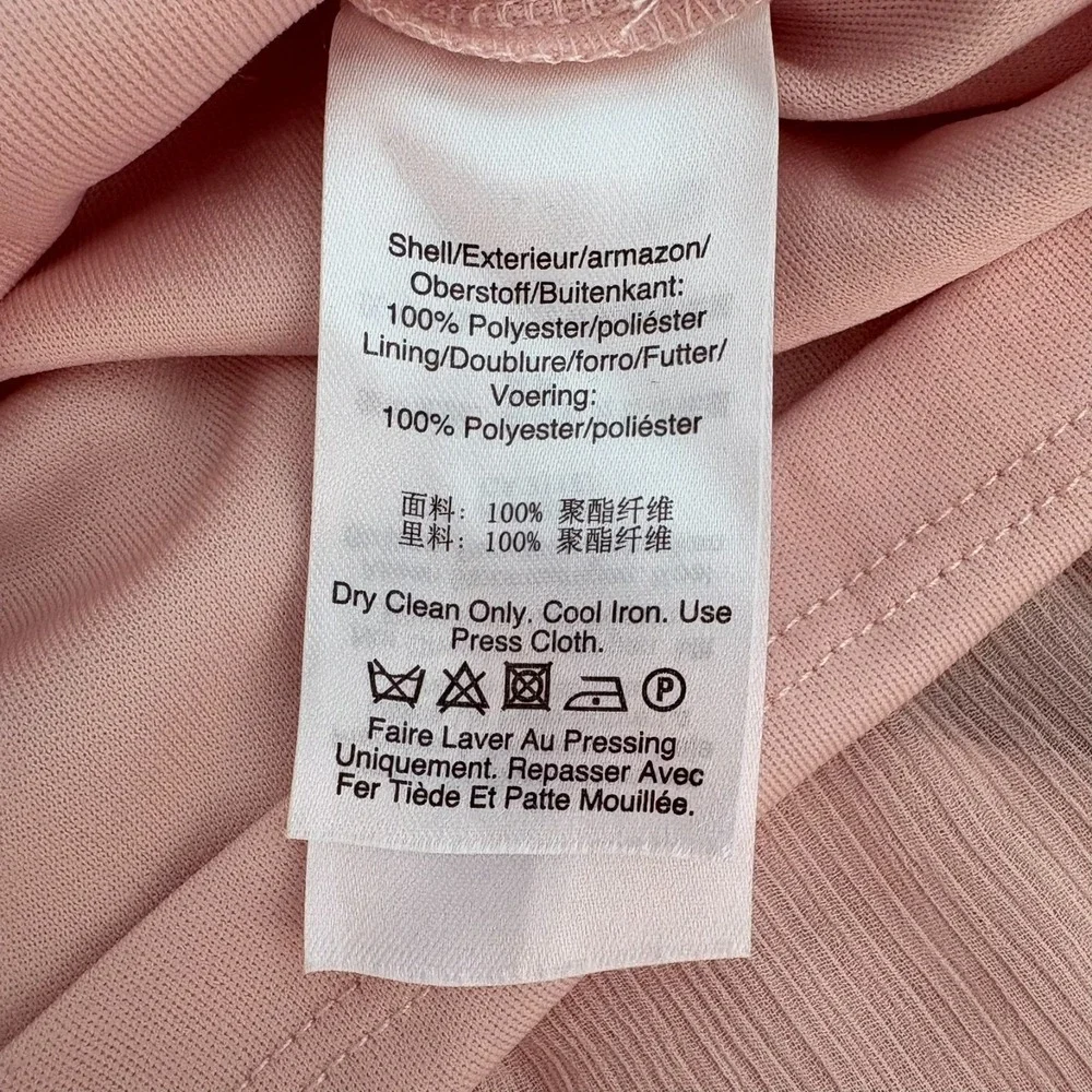 DKNY Womens Pink Tie Neck Long Sleeve Classic Look Pleated Swing Dress Size 12 - Picture 6 of 14